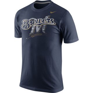 NIKE Mens Milwaukee Brewers Team Issue Woodmark Short Sleeve T Shirt   Size: