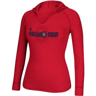 adidas Womens Chicago Fire Throw In Hooded Long Sleeve T Shirt   Size: Large,