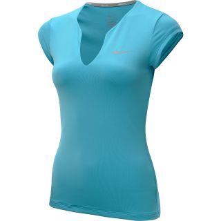 NIKE Womens Pure Short Sleeve Tennis Shirt   Size: Small, Gamma Blue/silver