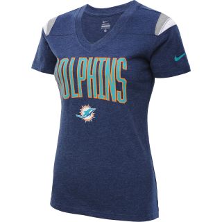 NIKE Womens Miami Dolphins Fan Wordmark V Neck Short Sleeve T Shirt   Size Xl,