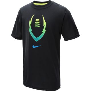 NIKE Boys Legend Short Sleeve Football T Shirt   Size: Small, Black/volt