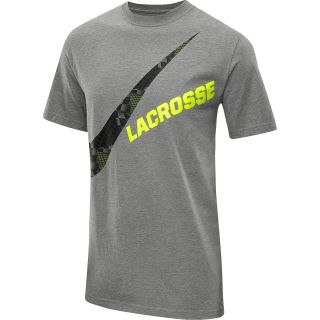 NIKE Mens Swoosh Short Sleeve Lacrosse T Shirt   Size Large, Dk.grey Heather