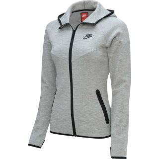 NIKE Womens Tech Fleece Full Zip Hoodie   Size: Large, Dk Grey Heather/black