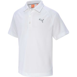PUMA Boys Solid Tech Short Sleeve Golf Polo   Size: Medium, White