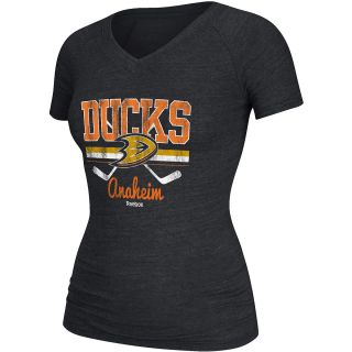 REEBOK Womens Anaheim Ducks Grinder Tri Blend V Neck T Shirt   Size: Small,