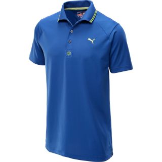 PUMA Mens Cat Jacquard Short Sleeve Golf Polo   Size: Small, Monaco Blue
