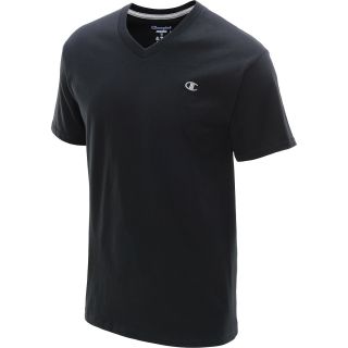 CHAMPION Mens Authentic Jersey V Neck Short Sleeve T Shirt   Size: Large, Black