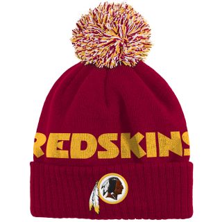 NFL Team Apparel Youth Washington Redskins Ribbed Cuffed Pom Knit Cap   Size: