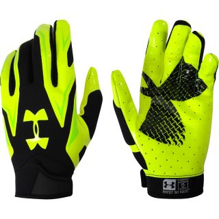 UNDER ARMOUR Adult F4 Football Receiver Gloves   Size: Large, Black/yellow