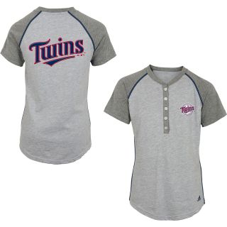 adidas Youth Minnesota Twins Base Hit Henley Short Sleeve T Shirt   Size: Medium