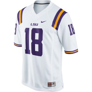 NIKE Mens LSU Tigers #18 White College Football Game Replica Jersey   Size
