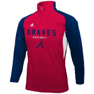 adidas Youth Atlanta Braves Quarter Zip Long Sleeve T Shirt   Size Small, Navy