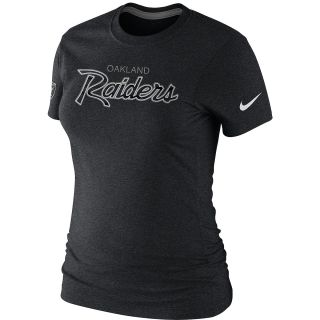NIKE Womens Oakland Raiders Script Tri Blend T Shirt   Size Large, Black/grey