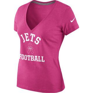 NIKE Womens New York Jets Breast Cancer Awareness V Neck T Shirt   Size:
