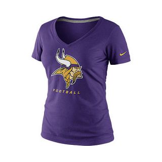 NIKE Womens Minnesota Vikings Dri FIT Legend Logo V Neck T Shirt   Size:
