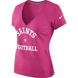 NIKE Womens New Orleans Saints Breast Cancer Awareness V Neck T Shirt   Size: