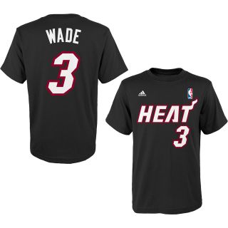 adidas Youth Miami Heat Dwayne Wade Game Time Name And Number T Shirt   Size: