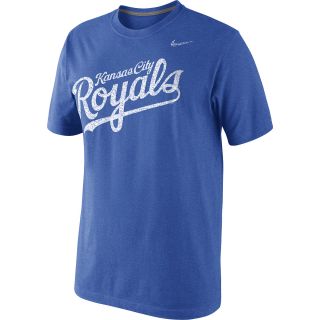 NIKE Mens Kansas City Royals Tri Blend Wordmark Logo T Shirt   Size Medium,