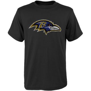 NFL Team Apparel Youth Baltimore Ravens Distressed Team Logo Short Sleeve T 
