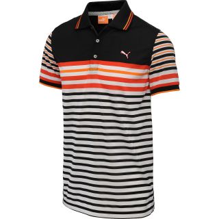 PUMA Mens Tech Striped Short Sleeve Golf Polo   Size: Large, Black