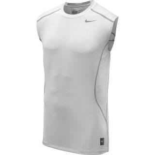 NIKE Mens Pro Combat Core Fitted Sleeveless T Shirt   Size Xl, White/metallic