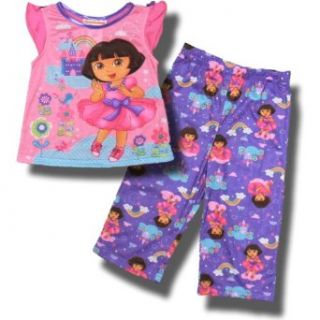 Dora's "Magical Kingdom" 2 piece pajama set for toddler girls   4T: Clothing