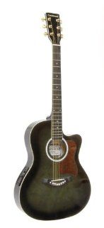 Crestwood 2017EQBBK Solid Body Acoustic Electric Guitar, Blackburst: Musical Instruments
