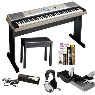 Yamaha YPG 535 88 key Portable Grand Graded Action USB Keyboard with Matching Stand and Sustain Pedal + Yamaha Padded Piano Bench, Stereo Headphones, Keyboard Dust Cover and Alfred's Teach Yourself to Play Piano   Book & DVD: Musical Instruments