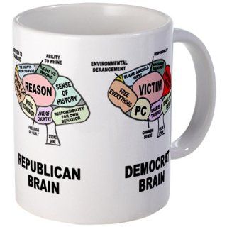 CafePress Republican Brain vs Democrat Mug   Standard Multi color: Kitchen & Dining