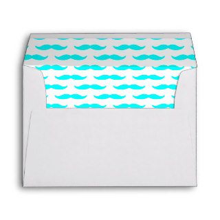 Aqua Blue and White Mustache Pattern 1 Envelopes
