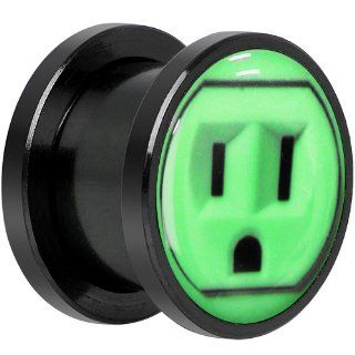 1/2" Black Titanium Outlet Glow in the Dark Screw Fit Plug: Body Candy: Jewelry