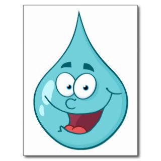 Happy Water Drop Cartoon Character Post Card
