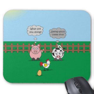 Chicken or Egg Funny Animals Rudy Pig & Moody Cow Mouse Pads
