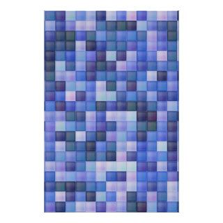 Blue Bathroom Tile Squares pattern Print