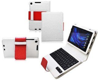 COD Bluetooth Keyboard Tablet Stand Leather Case for Google Nexus 7 FHD 2nd Generation Gen Tablet (Compatible with ASUS Google Nexus 7 FHD 2 2.0 II Tablet 2013 Version) (White/Red): Computers & Accessories