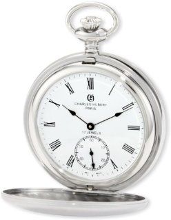 Charles Hubert, Paris 3908 WR Premium Collection Stainless Steel Satin Finish Double Hunter Case Mechanical Pocket Watch: Charles Hubert Paris: Watches