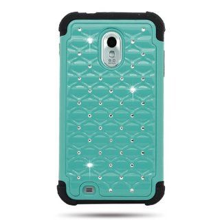 CoverON(TM) BLUE HYBRID Hard Snap On STUDDED DIAMOND Case with Soft BLACK Silicone Skin Cover For SAMSUNG D710 EPIC TOUCH 4G / GALAXY S II 2 (VIRGIN MOBILE , TING , BOOST MOBILE) [WCC1165]: Cell Phones & Accessories