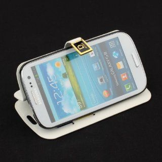 White Faux Leather Folio Case Cover w/Card Holder for Samsung Galaxy S3 III i9300: Cell Phones & Accessories