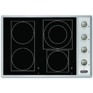 Viking VECU1064BSB   Stainless Steel/Black Glass 30"Electric Radiant Cooktop   VECU (30"wide, four radiant elements) Appliances