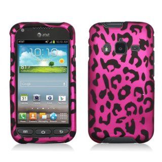 Aimo Wireless SAMI547PCLMT186 Durable Rubberized Image Case for Samsung Galaxy Rugby Pro i547   Retail Packaging   Hot Pink Leopard: Cell Phones & Accessories