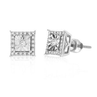 10KT W GOLD 0.11 CTTW DIAMOND EARRINGS Real Diamond Earrings Dangle Earrings Jewelry