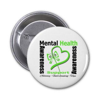 Mental Health Awareness Heart Butterfly Ribbon Pins
