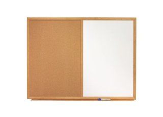 Quartet Combination Dry Erase/Cork Board, Oak Finish Frame, 36W X 24H, Natural Finish (QRTS553) : Fancy Cork Board : Office Products