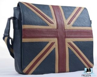 Vintage Union Jack Messenger Bag  Quality Faux Leather  UK Import  Black Canvas  College Sling Bag  Laptop Flight Bag  Robin Ruth UK  School Bag  Cabin Bag  Ideal for travel  London Souvenirs: Clothing