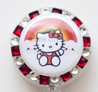 Rainbow Hello Kitty Rhinestone Retractable Badge Reel/ ID Badge Holder for Nurses, Pharmacist, Teachers, Technicians and Anyone with ID Badge to Display : Identification Badges : Office Products