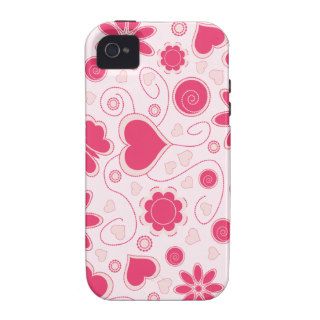 Retro Cute Red & Pink Love Floral iPhone 4 Case