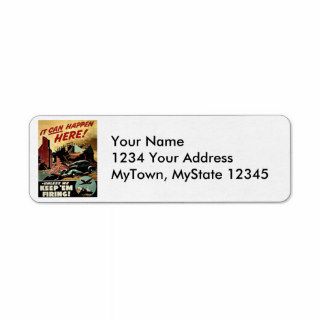 It Can Happen Here   WW2 Patriotic Poster Return Address Label