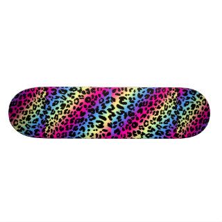Neon Rainbow Leopard Pattern Print Skateboard Decks