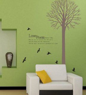 Love Poem Winter Tree Without Leaf Birds Bird Home House Art Decals Wall Sticker Vinyl Wall Decal Stickers Baby Livng Bed Room 573 
