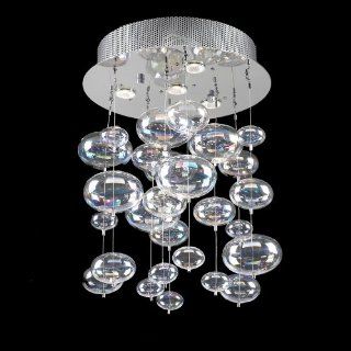 Bubbles Design 4 Light 20" Polished Chrome Ceiling Mount Chandelier Pendant with Rainbow Clear Glass SKU# 42703    